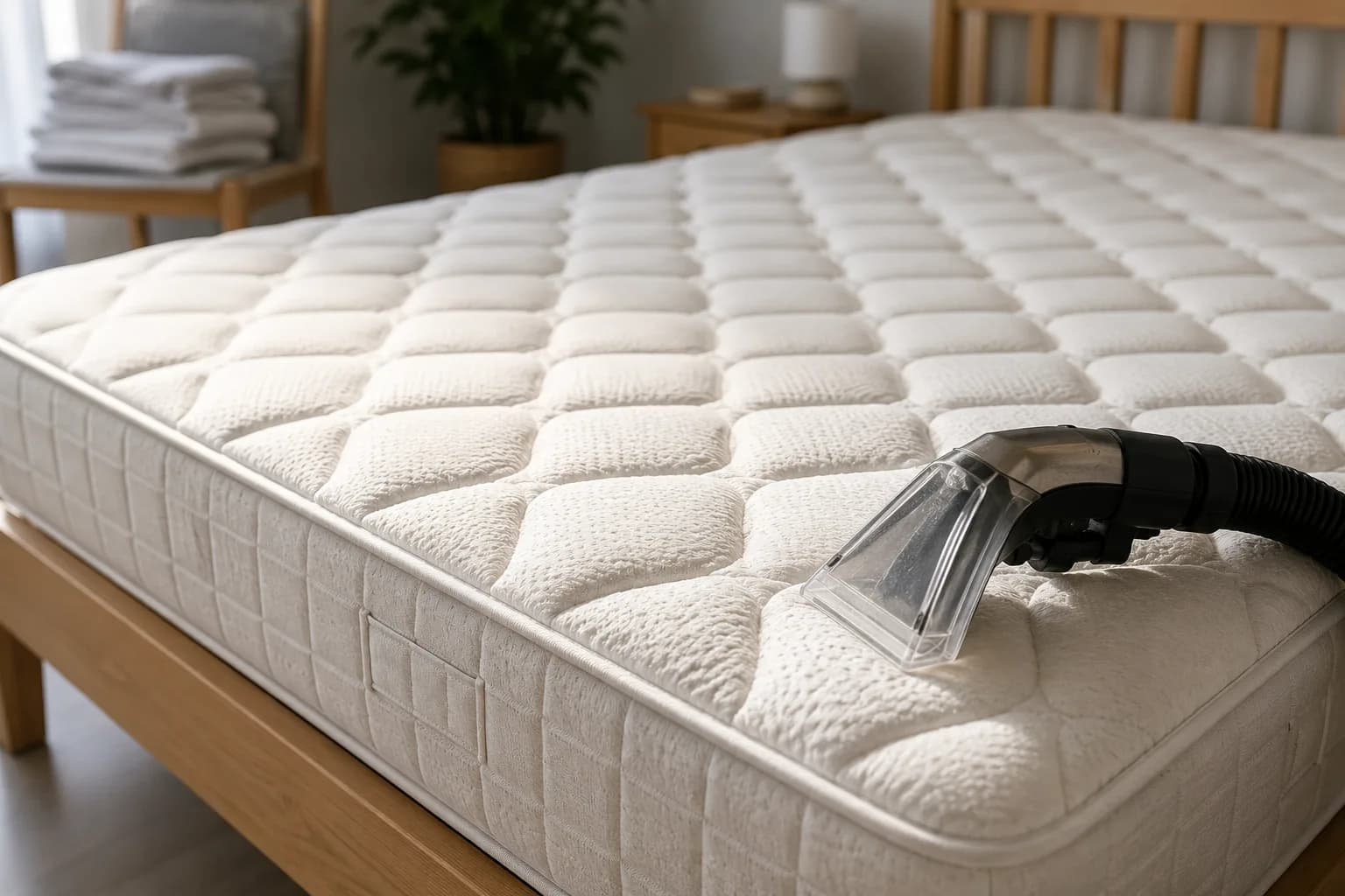 Matelas traité à la buse d'injection-extraction sur son sommier