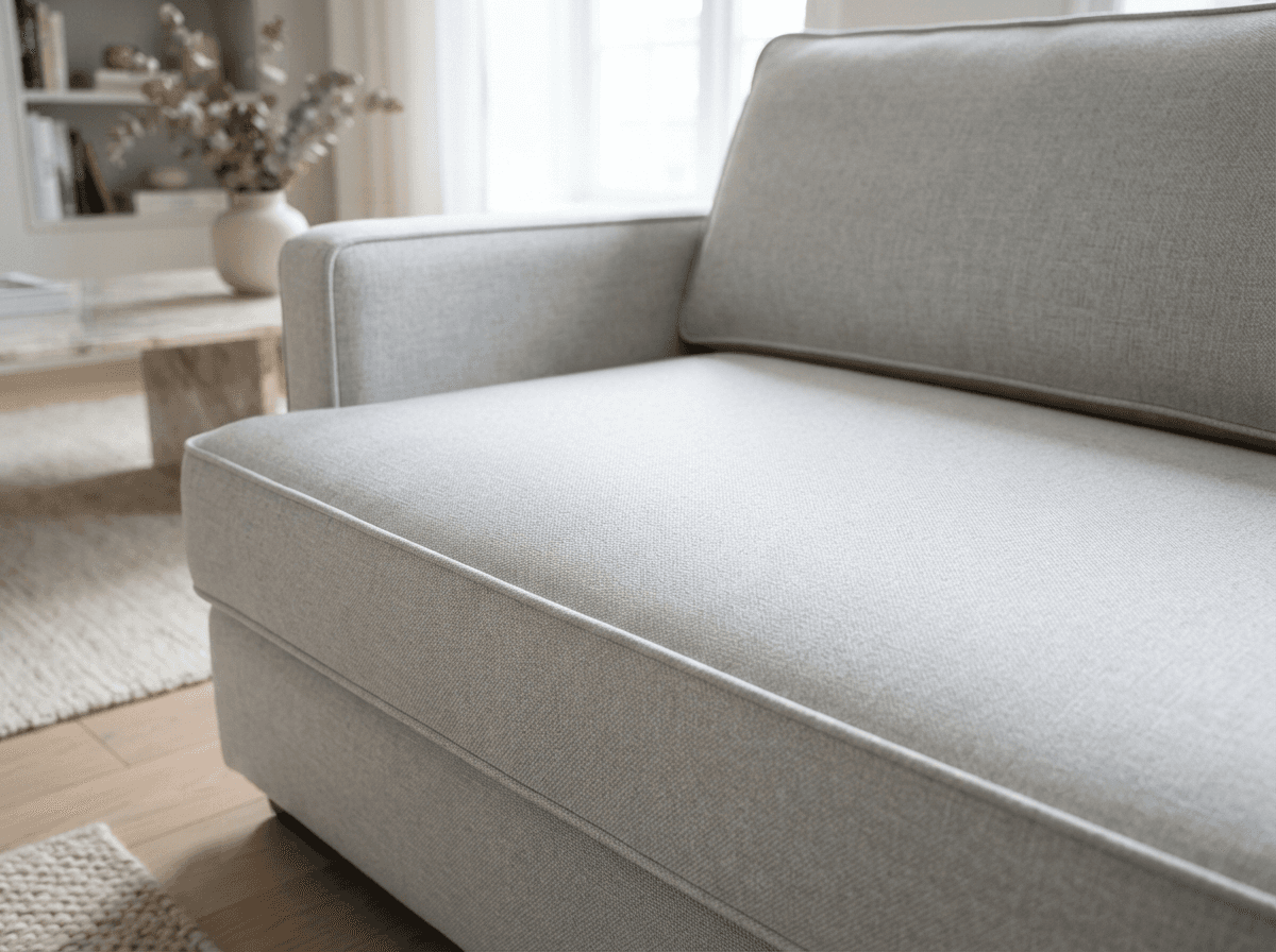 Gros plan sur un tissu de canapé propre après intervention